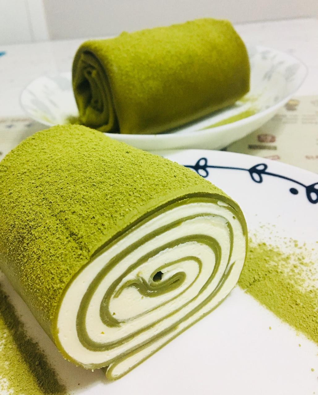 浠汐汐汐做的网红食谱│抹茶毛巾卷