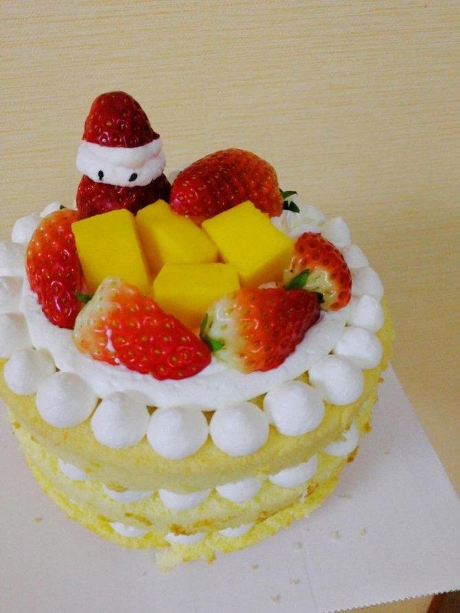 圣诞草莓雪人 红丝绒戚风裸蛋糕