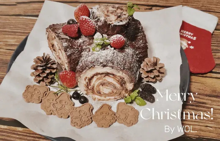 【欢乐圣诞伪树桩】可可榛子树桩蛋糕卷