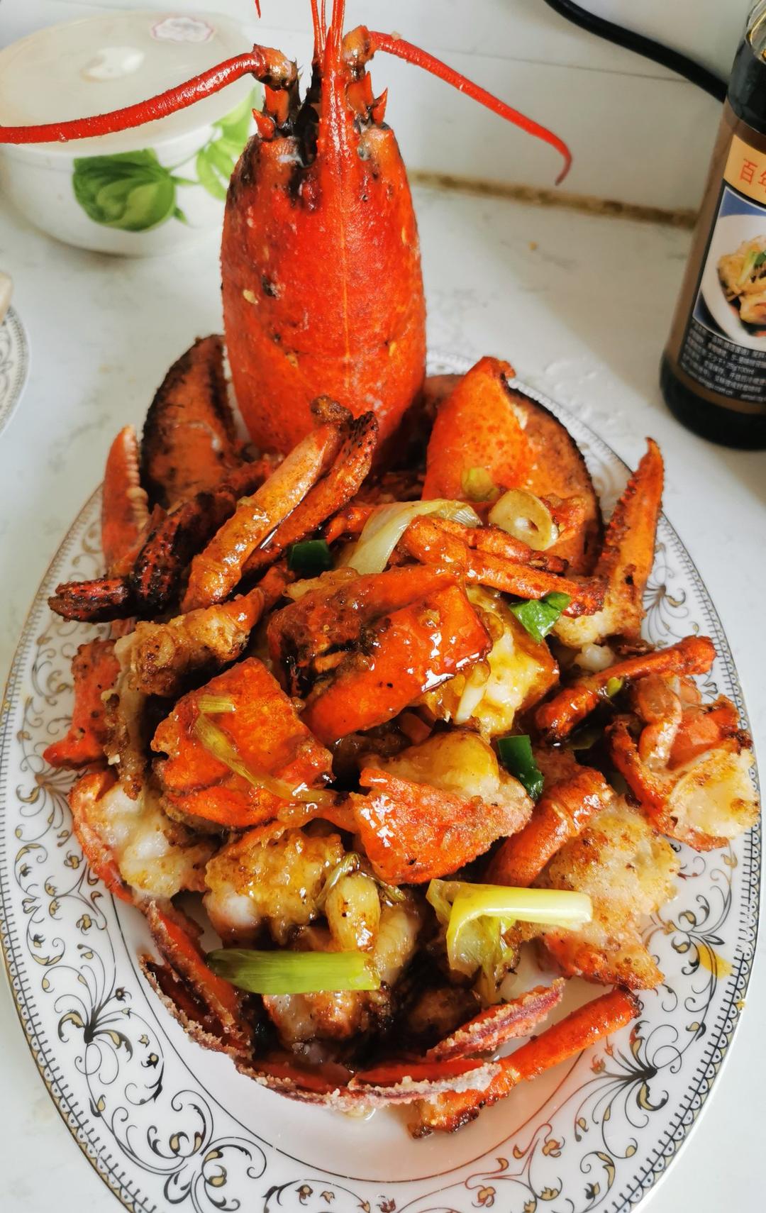 饿不饿也得吃做的姜葱炒龙虾