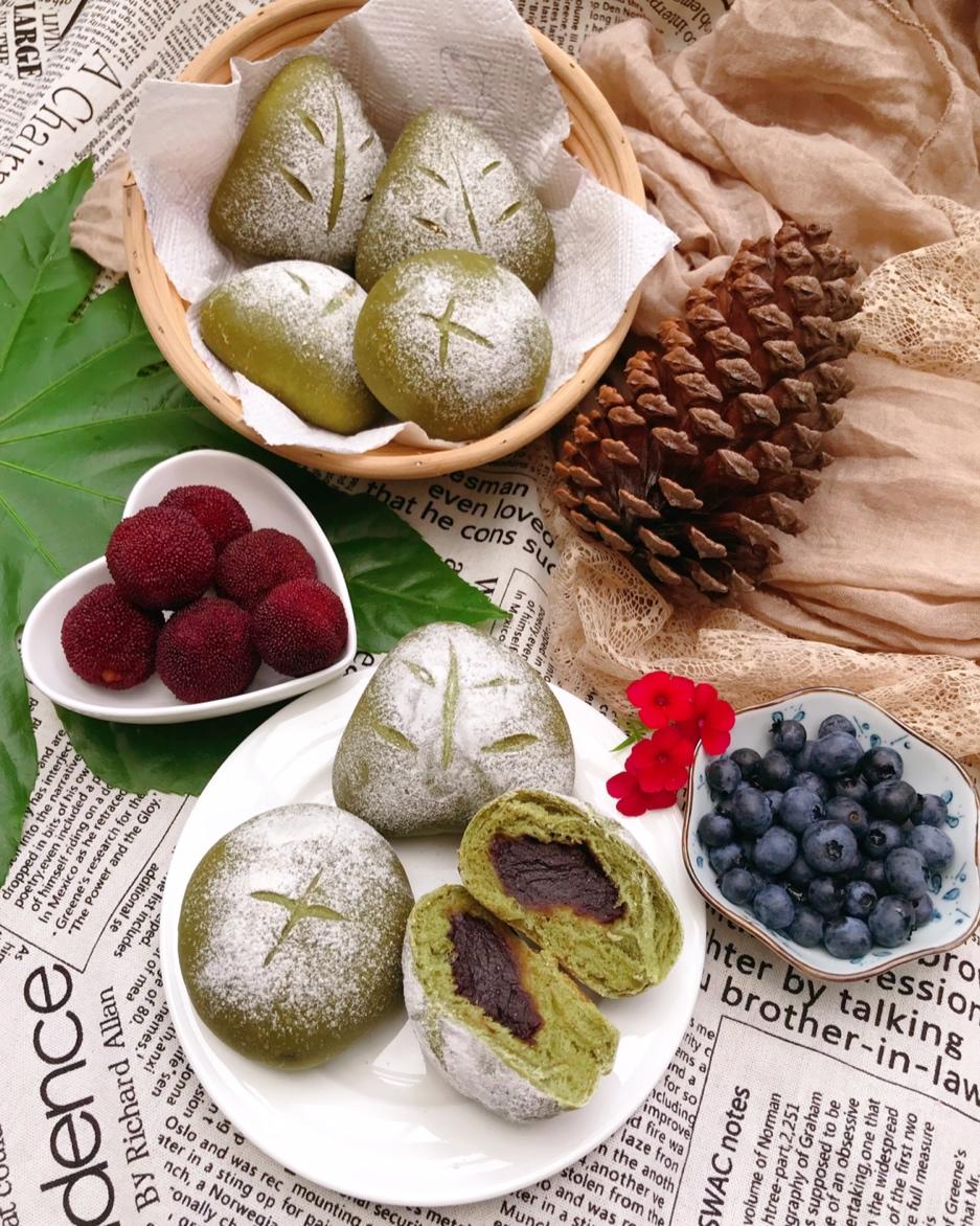 抹茶红豆软面包