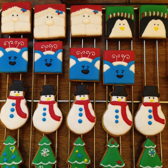 圣诞卡通糖霜饼干--圣诞老人和麋鹿