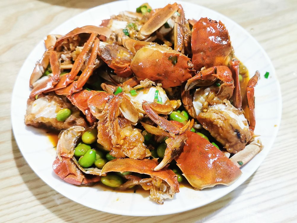 酱炒螃蟹（六月黄）毛豆
