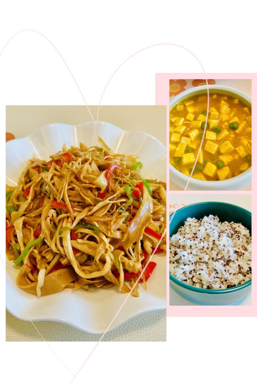 素🉑爆炒糯米笋，南瓜嫩豆腐的做法