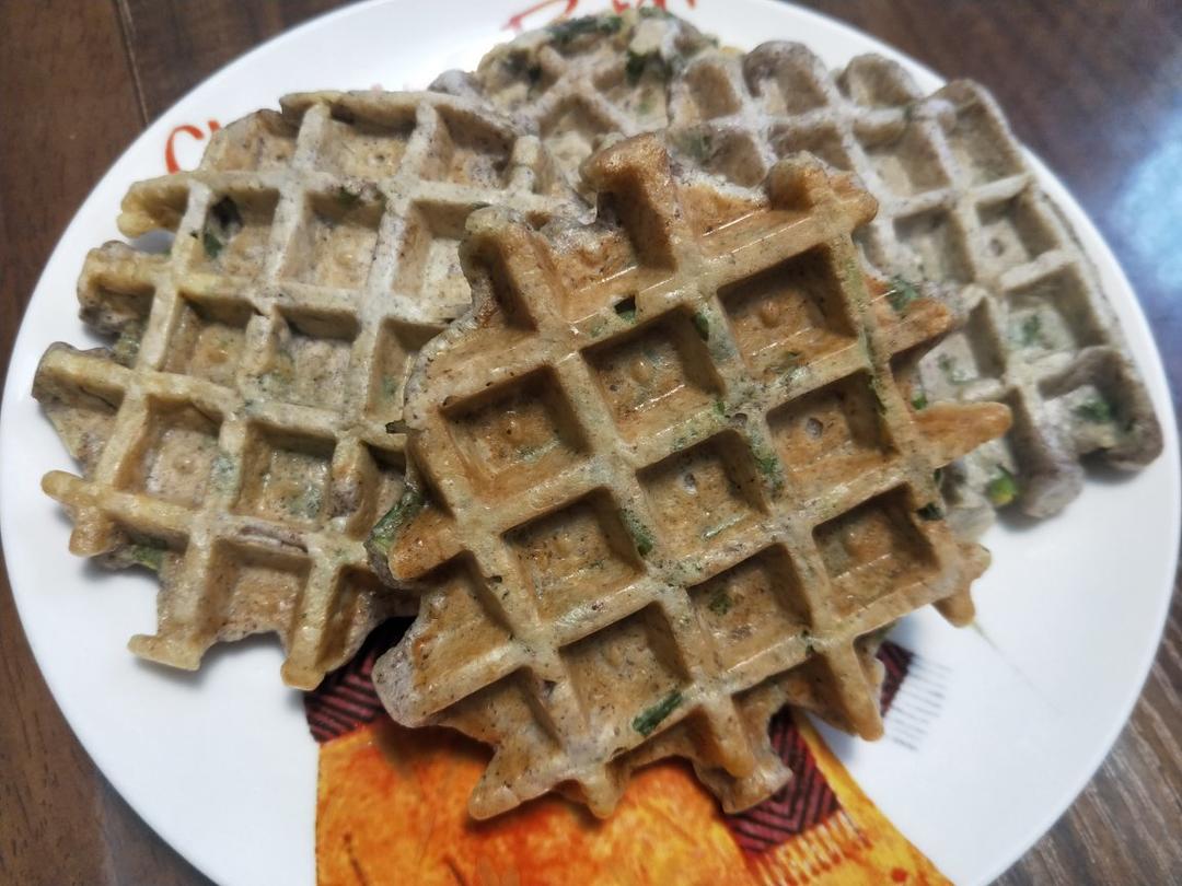 酵母版无油香葱芝麻全麦华夫【健康主食】——废弃天然酵母利用