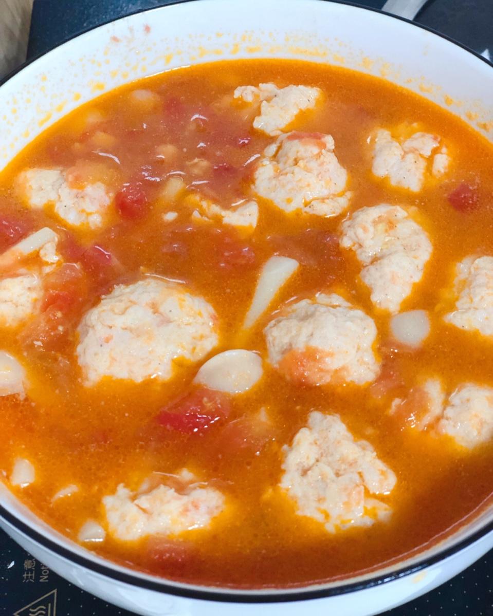 【番茄酸汤虾滑】