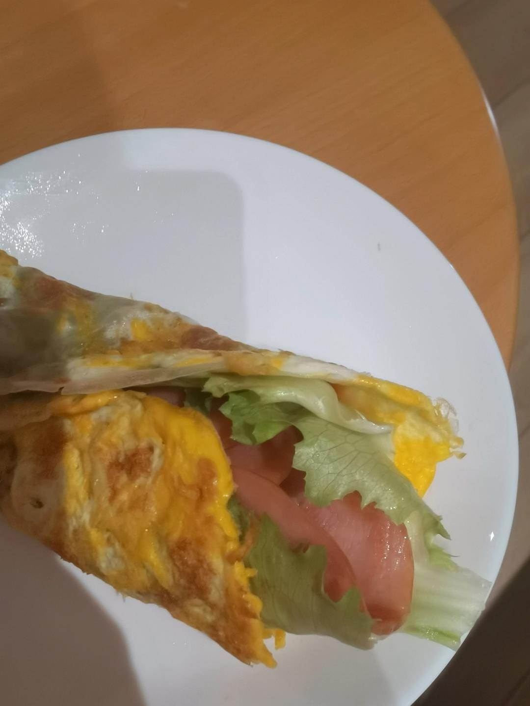 家庭版煎饼果子---快手健康早餐，利用家里现有材料