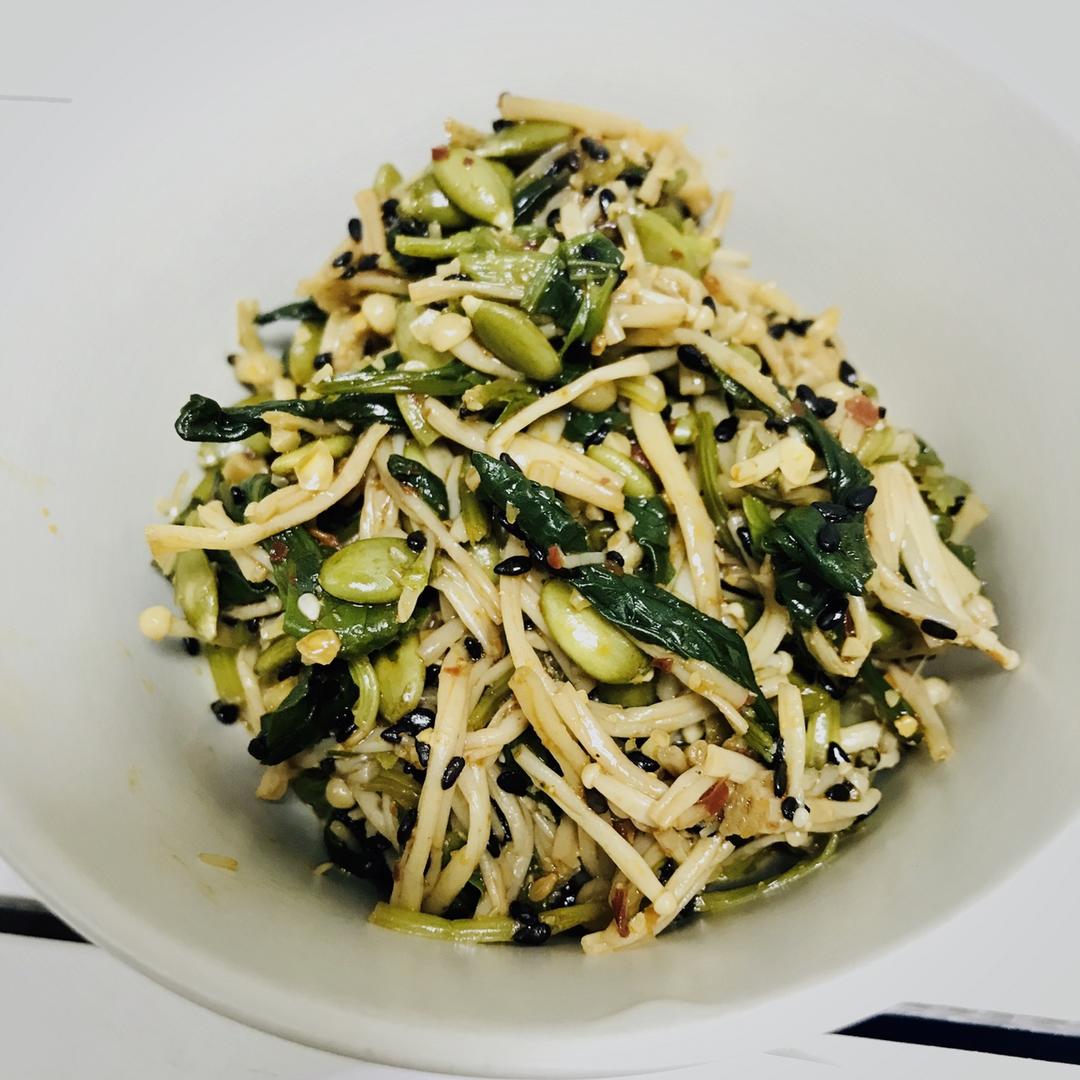 凉拌菠菜金针菇