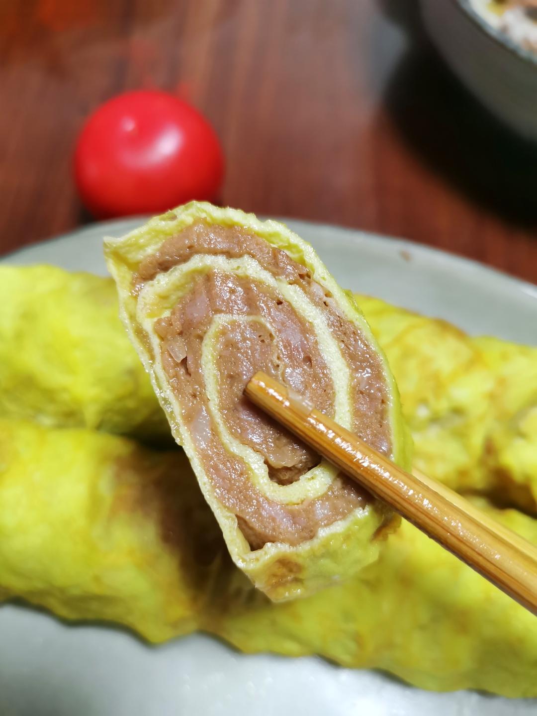 宝宝蛋皮肉卷  儿童肉蛋卷 婴幼儿鸡蛋肉卷《一岁以上宝宝辅食》卷尖 蒸鸡蛋皮卷肉午餐肉