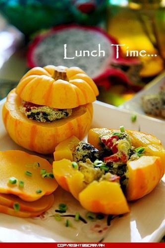 榄菜南瓜蒸蛋的做法