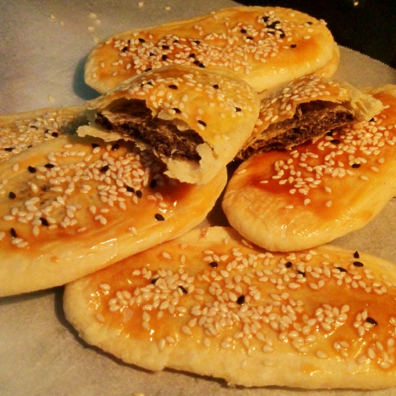 火锅大白菜做的芝麻椒盐牛舌饼(北京小吃)