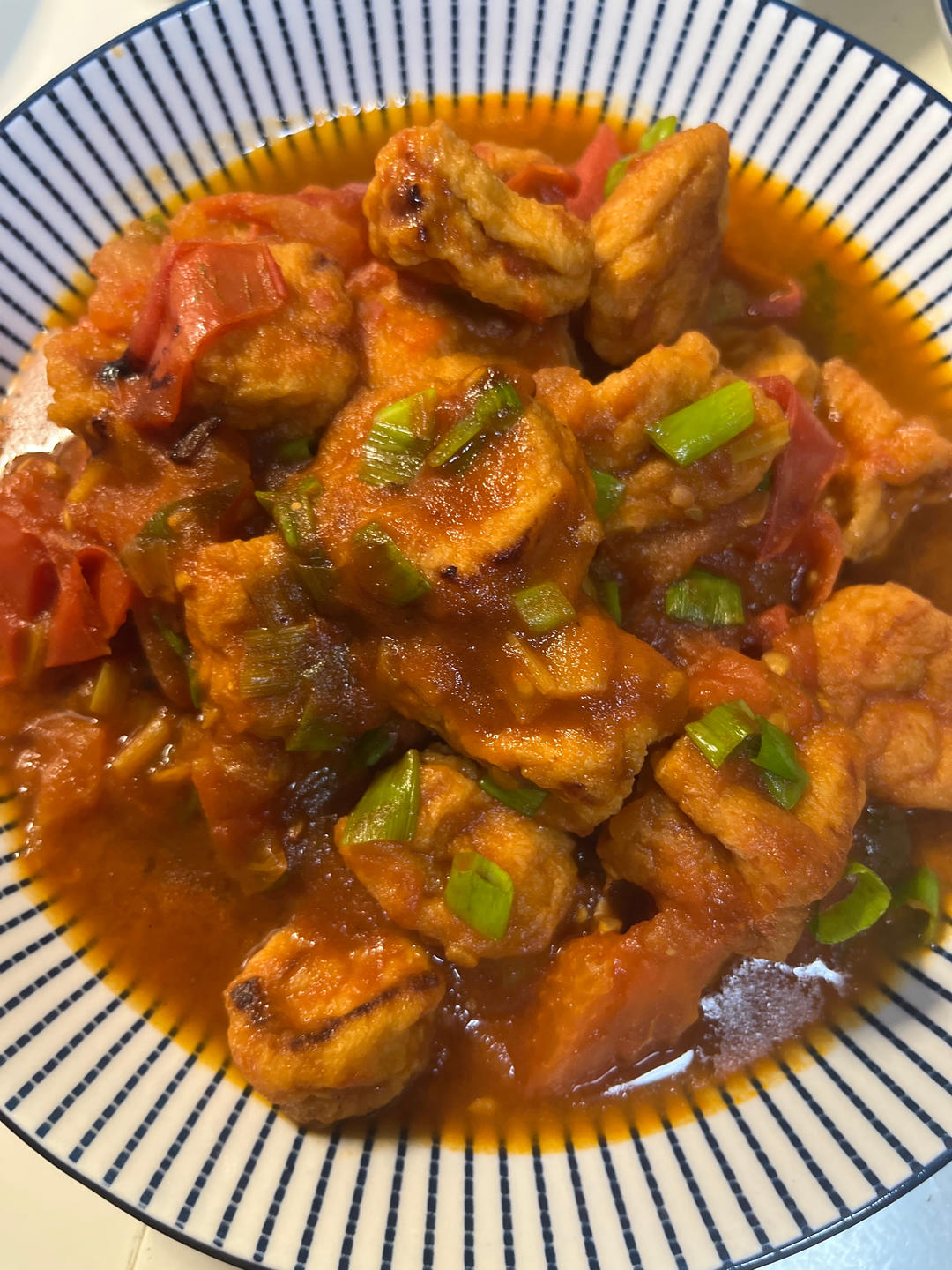 番茄焖豆腐泡，低脂开胃又营养。