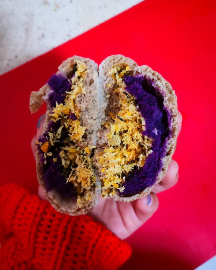 黑全麦紫薯咸口馒头