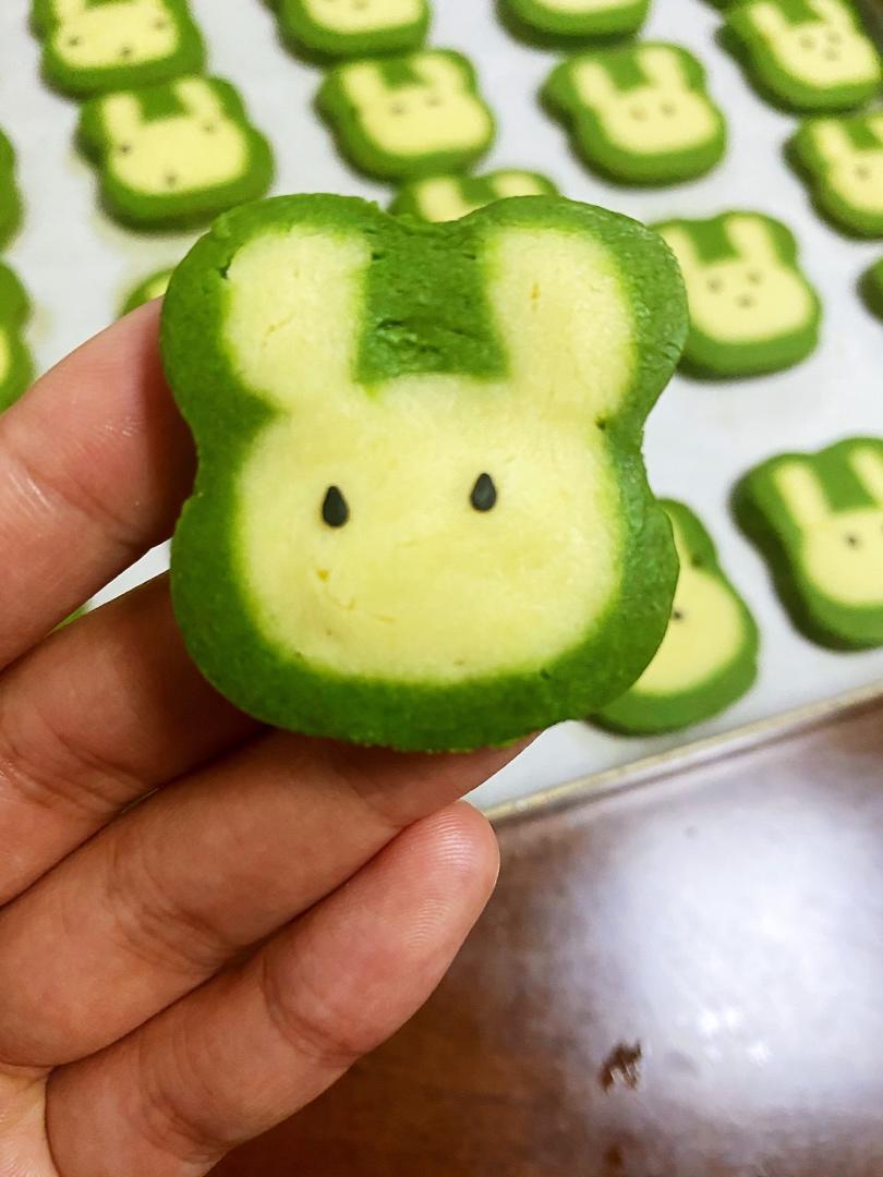 抹茶兔兔曲奇（比熊猫简单！超详细实物图+超良心手绘图）