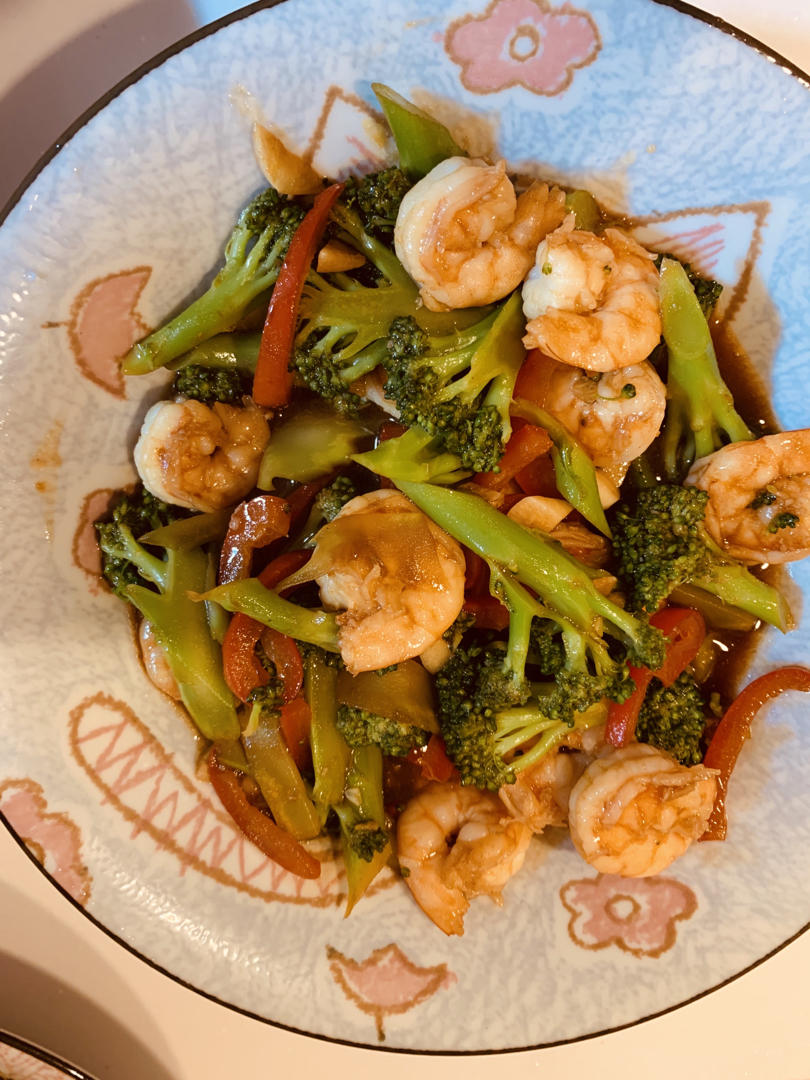 低脂低卡减脂餐～黑椒虾仁西兰花