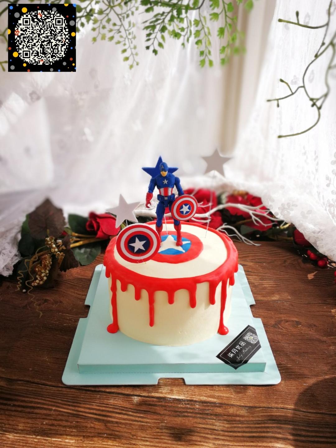 美国队长创意生日蛋糕