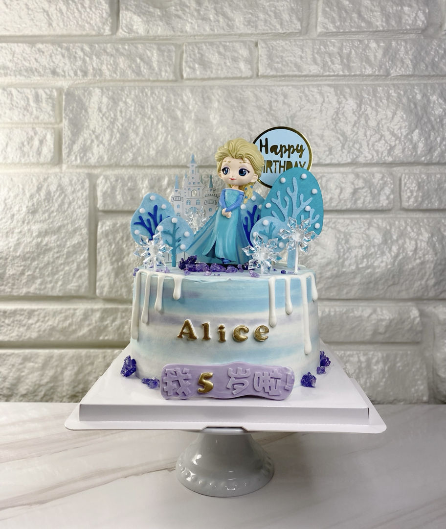 冰雪奇缘主题双层蛋糕--Frozen艾莎