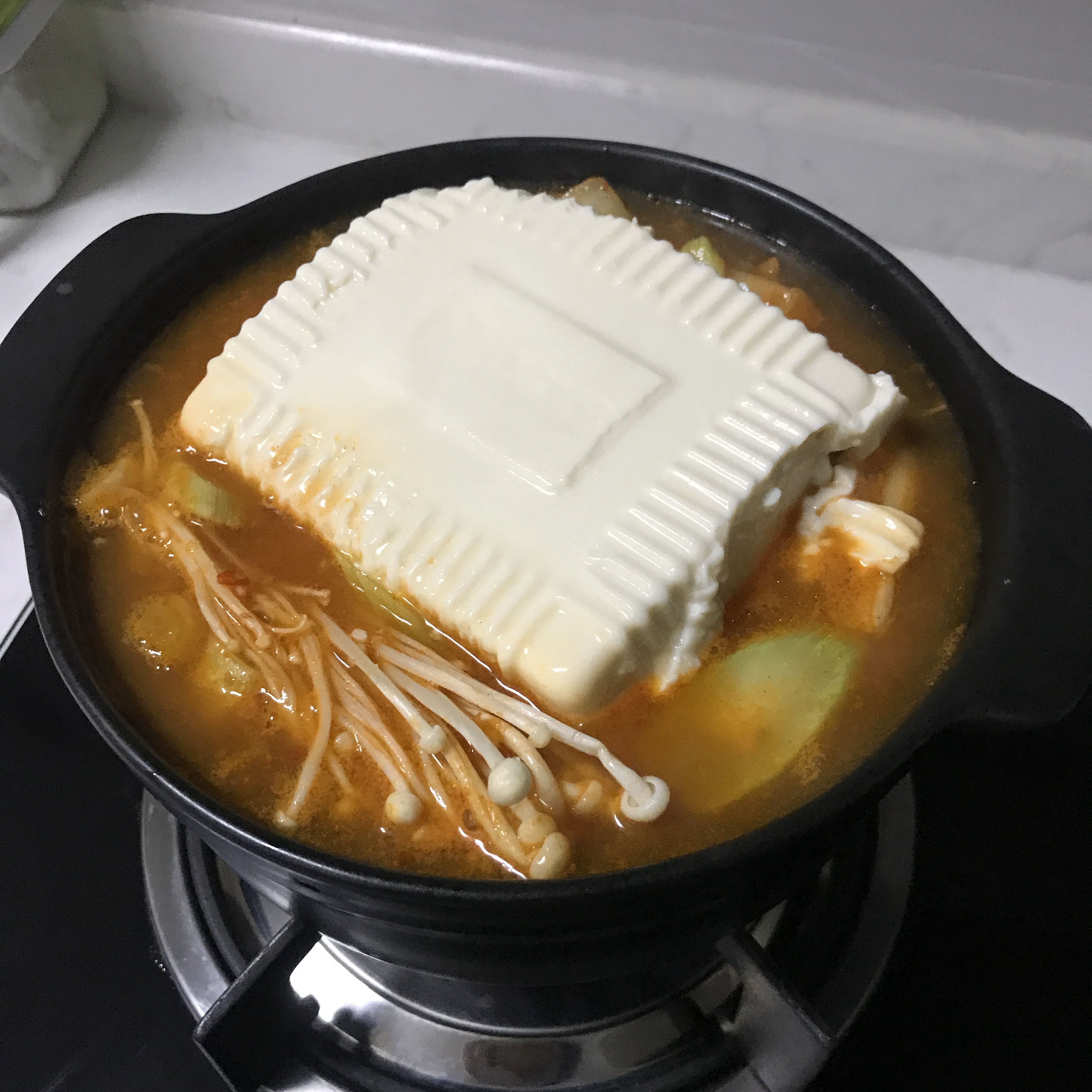 ❤️韩式泡菜豆腐汤：梨泰院class同款美食‼️的做法 步骤7