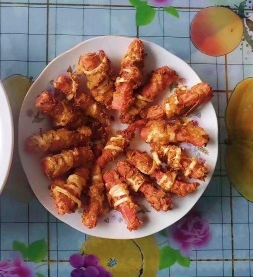 裹了薯片的香脆金黄午餐肉条