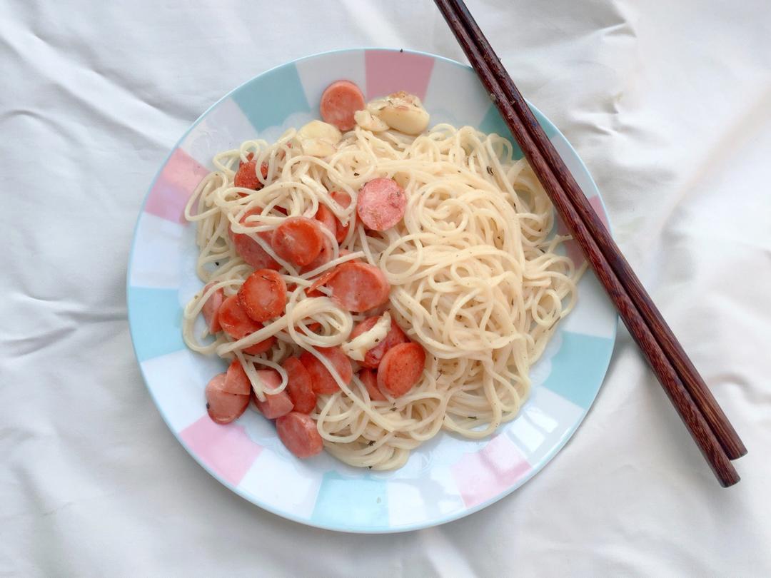 白蘑菇奶油培根意面