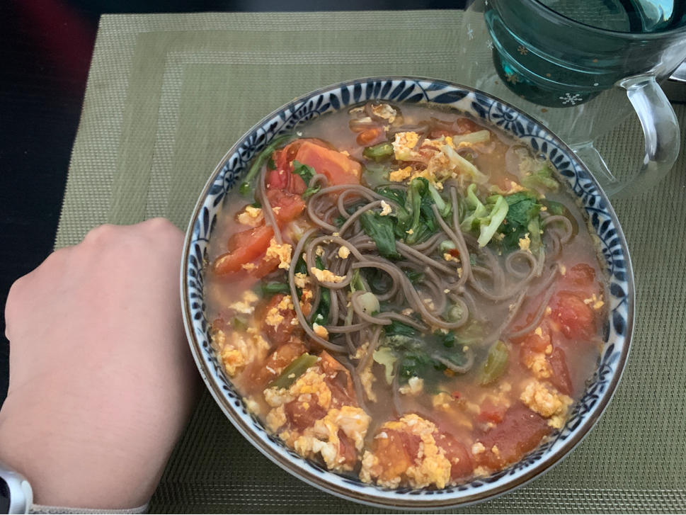 西红柿鸡蛋豆腐荞麦面【减脂餐】