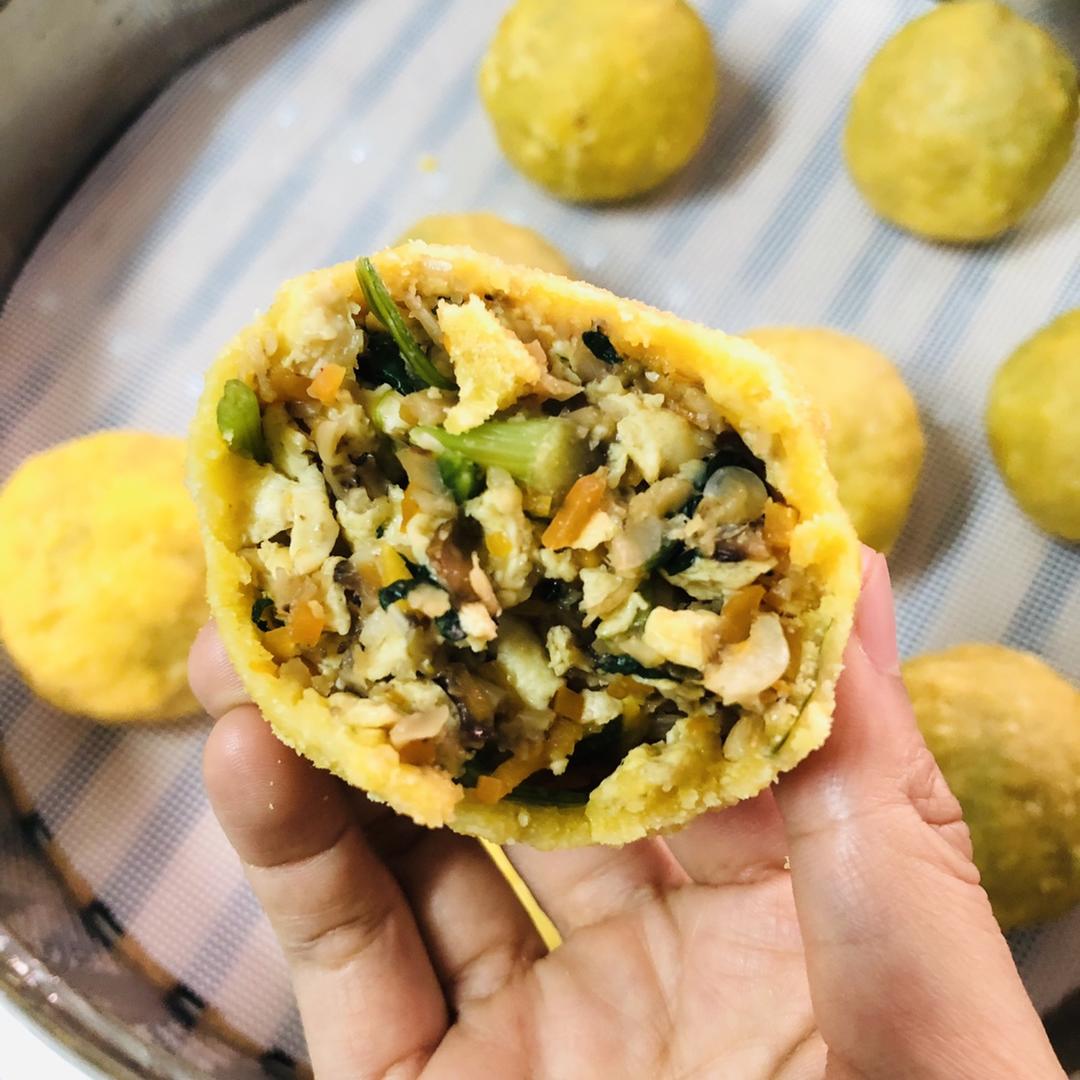 不用和面不用包，薄皮大馅儿的菜团子是滚出来的！