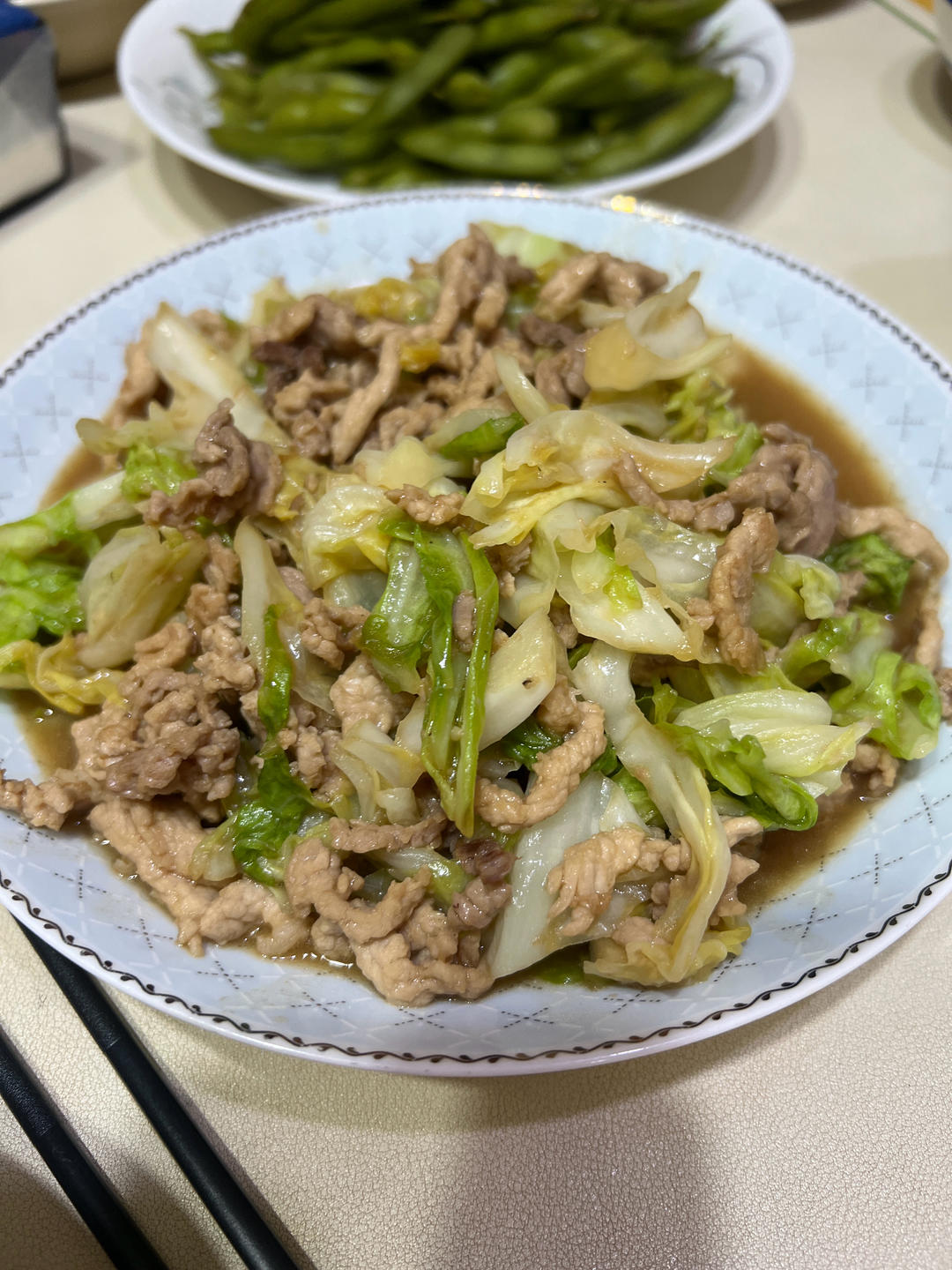 包菜炒肉片