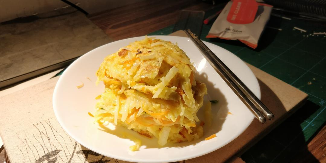 ［一人食］低油低盐胡萝卜土豆丝饼的做法 步骤8