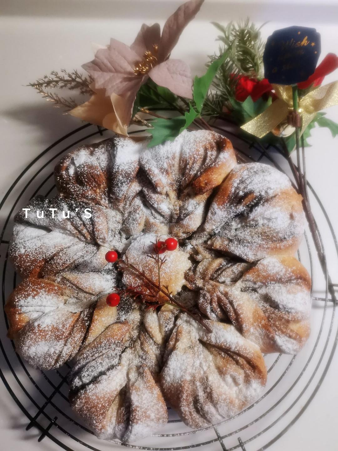 ins网红圣诞红糖肉桂雪花全麦面包（一次发酵）B83