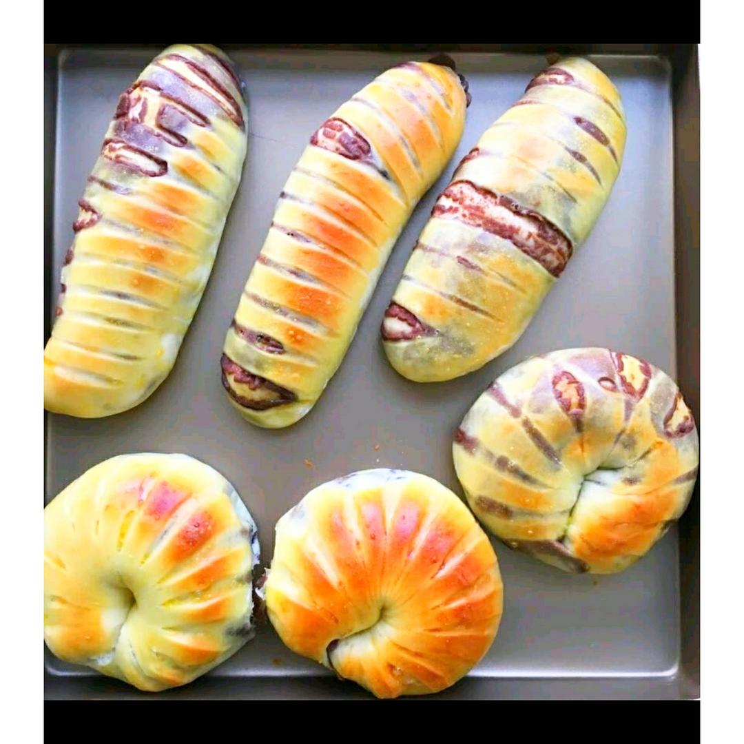 芝麻豆沙面包卷（汤种法）