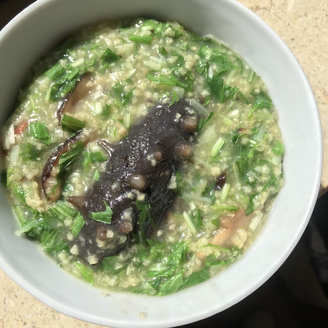 小米海参香菇菜粥的做法