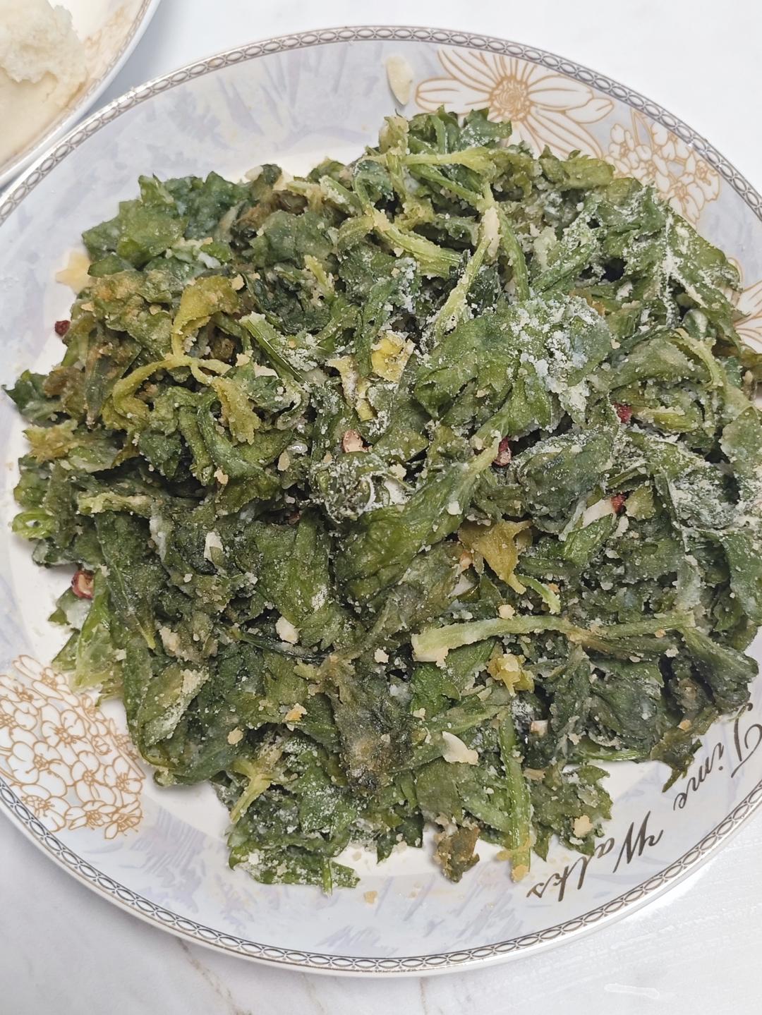 蒸芹菜叶（蒸野菜）