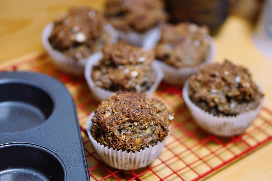 无糖海盐香蕉夹心花生酱燕麦快手马芬【健康主食】