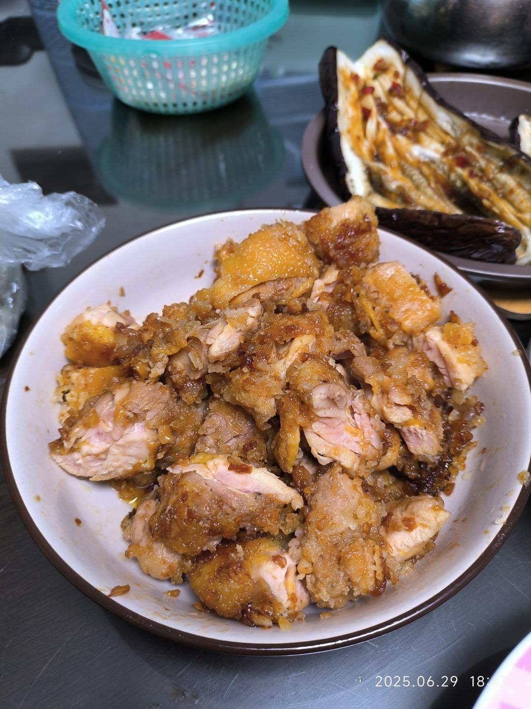 兄妹晚餐，蒜香鸡排