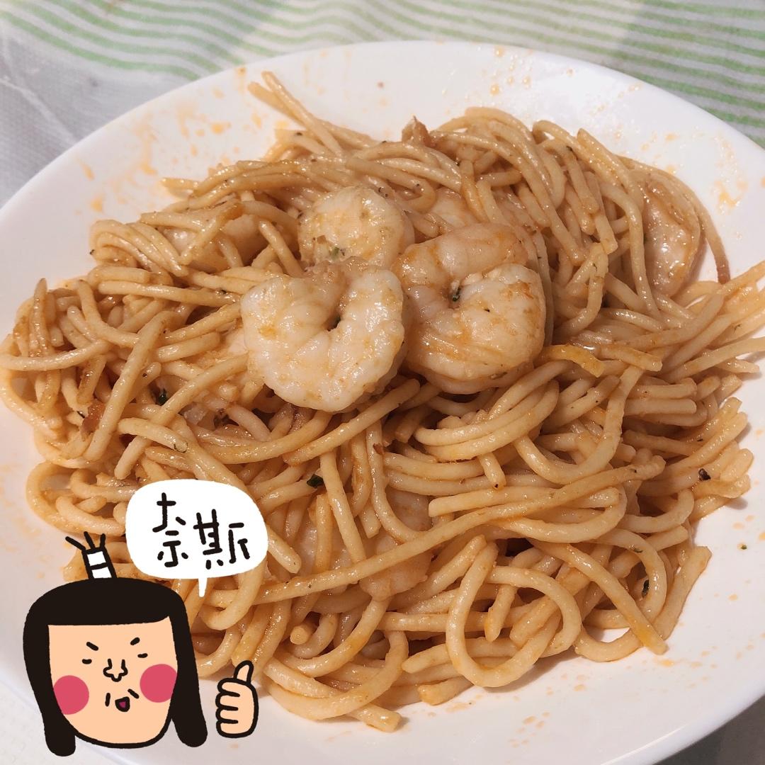 蒜蓉鲜虾意面
