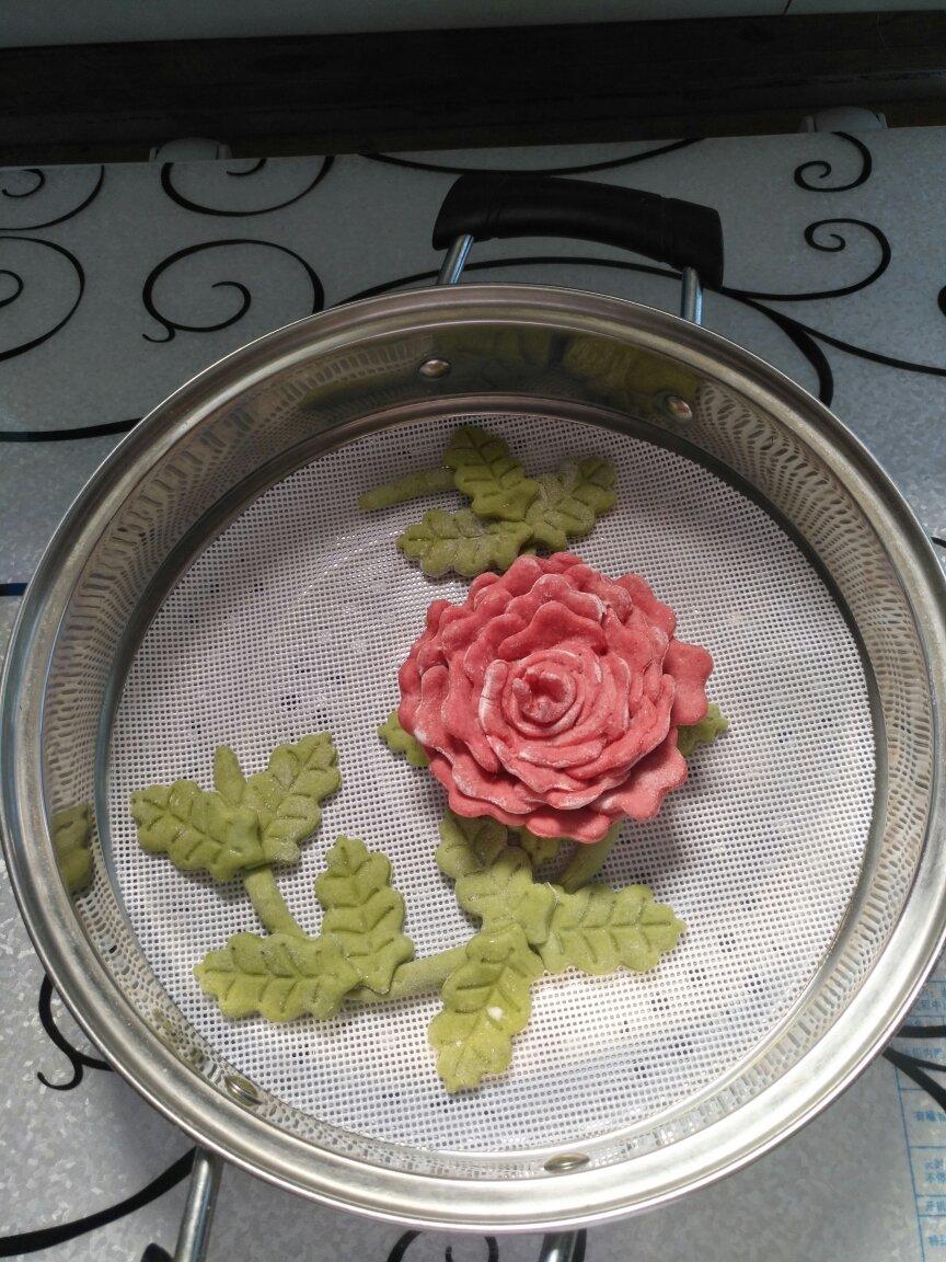简单花样馒头（七）玫瑰花与叶子