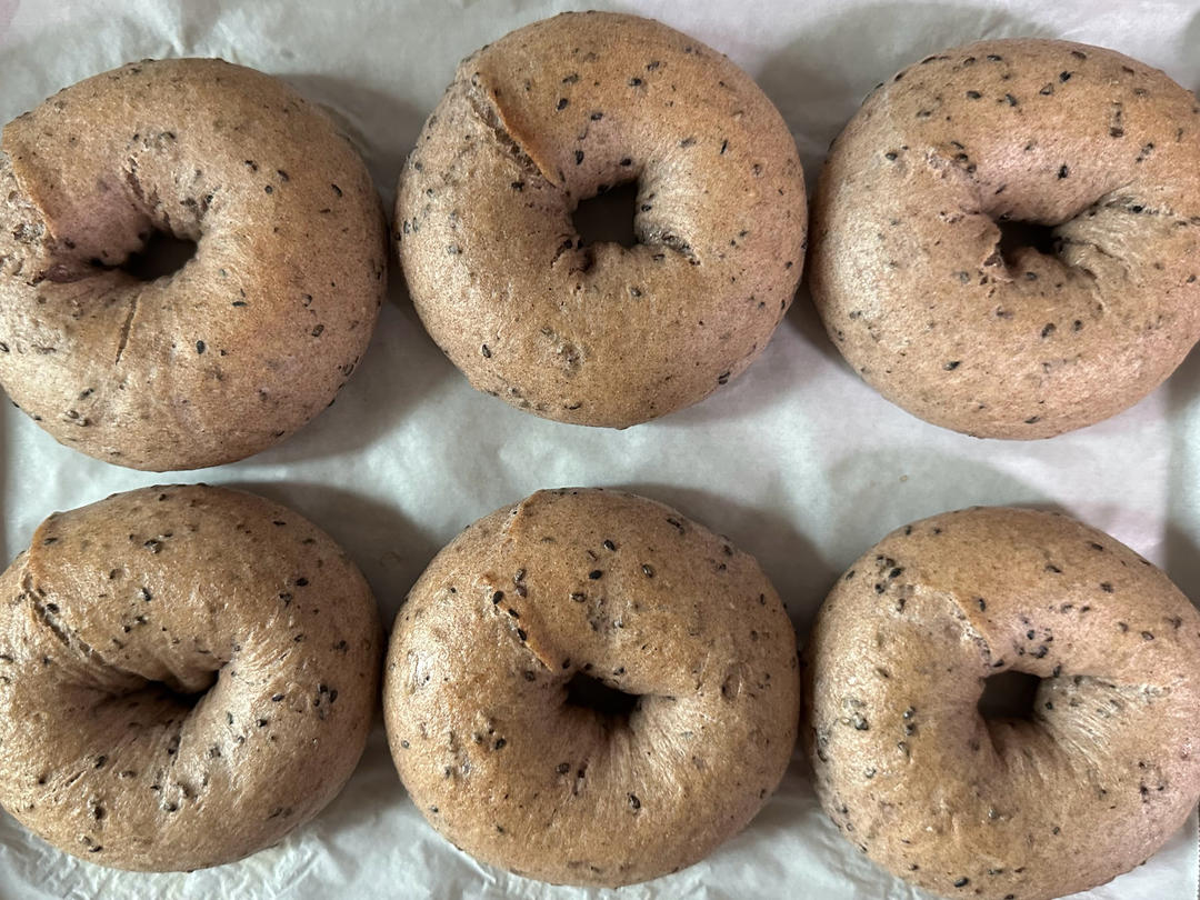 低糖无油～新手一次成功‼️全麦黑芝麻贝果