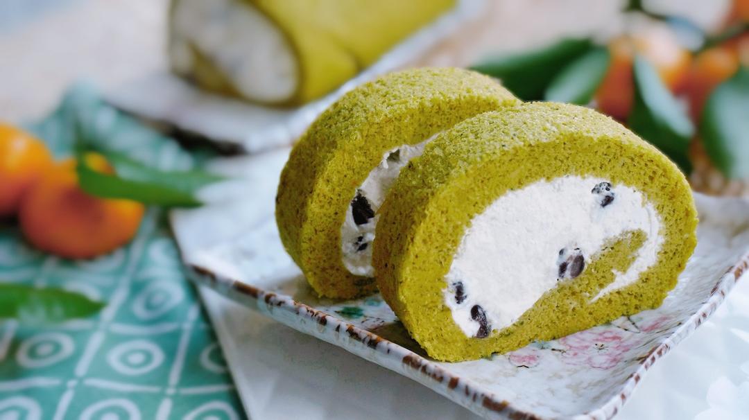 抹茶红豆蛋糕卷