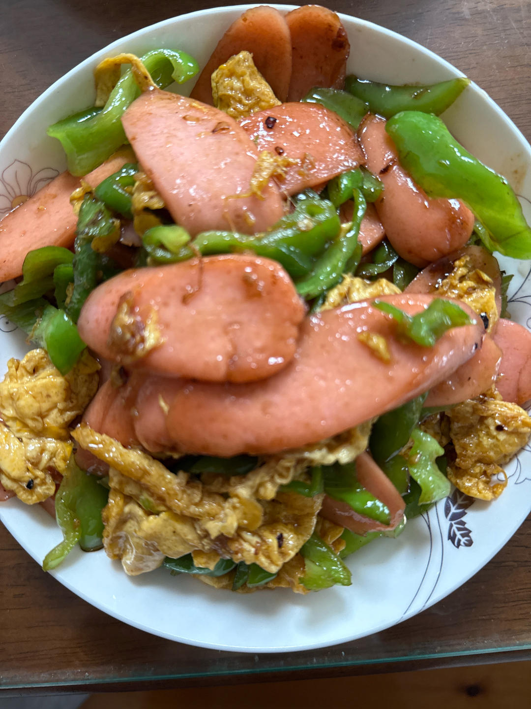 鸡蛋火腿炒青椒
