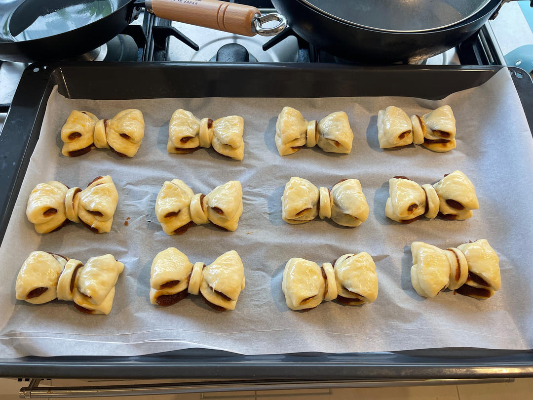 好吃又好看的蝴蝶结🎀豆沙面包