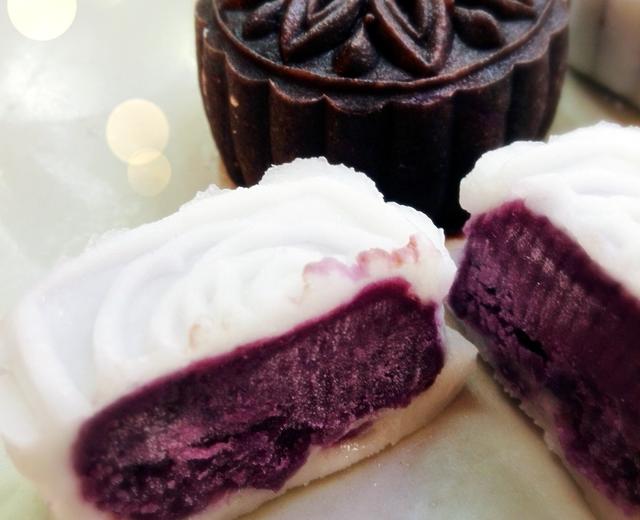 紫薯奶香冰皮月饼（简易版本，原味VS巧克力味）的做法