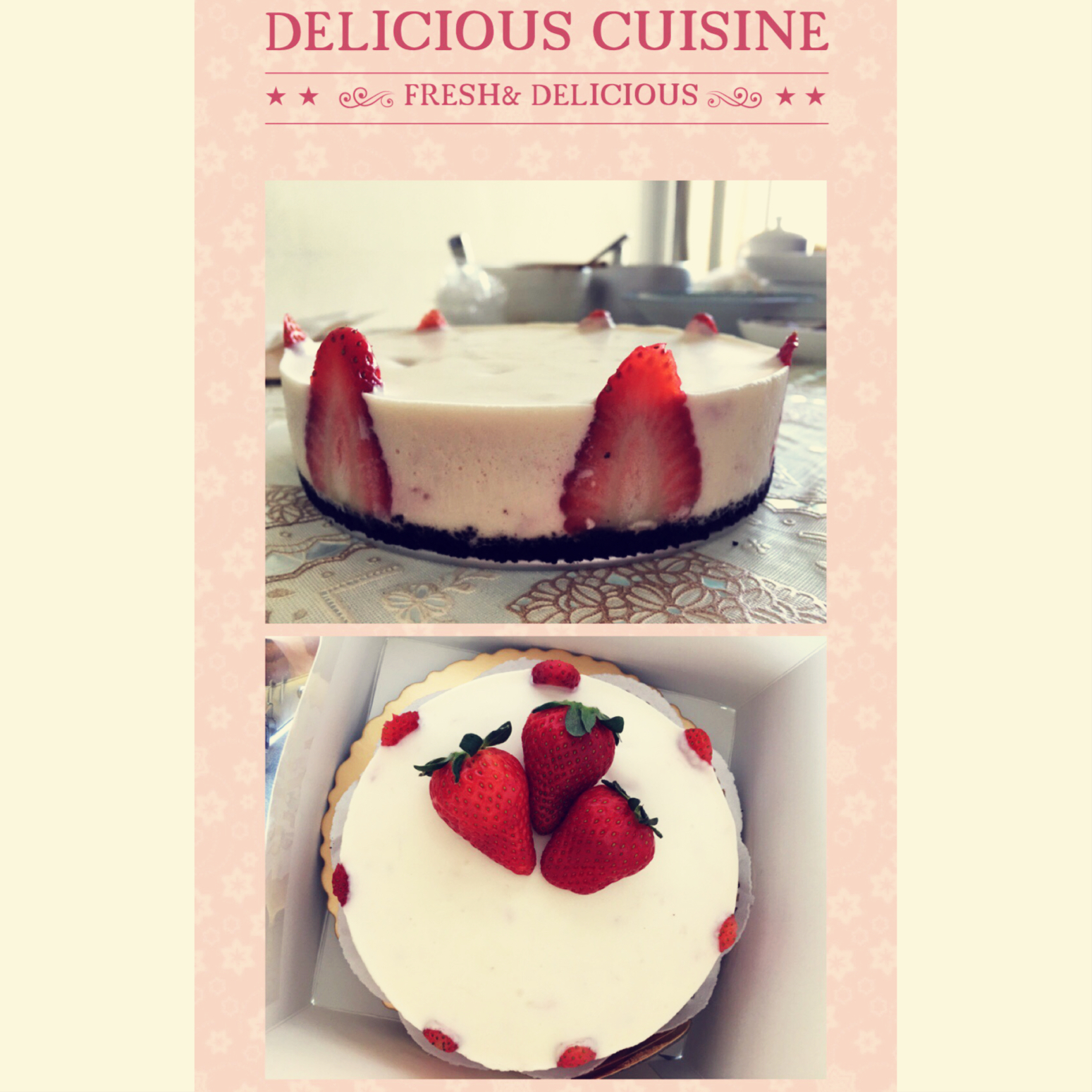 草莓果粒冻芝士蛋糕