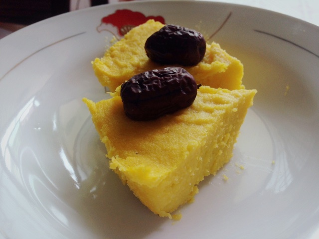 【免烤箱】淡而有味の南瓜米蛋糕