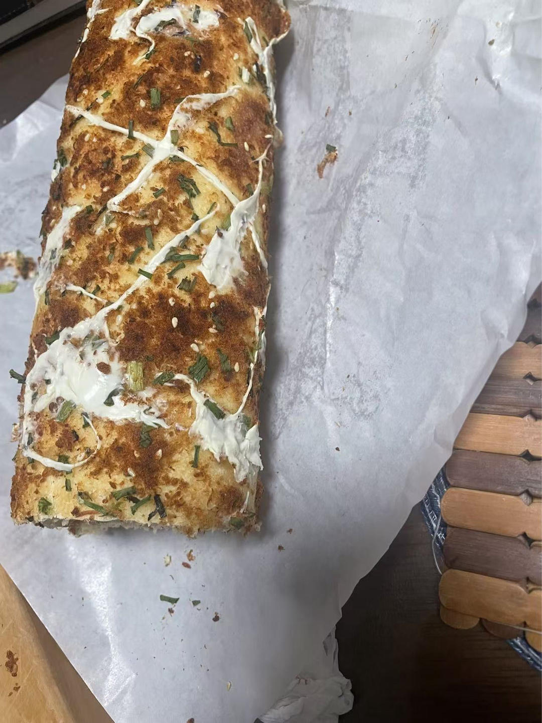 香葱肉松面包卷