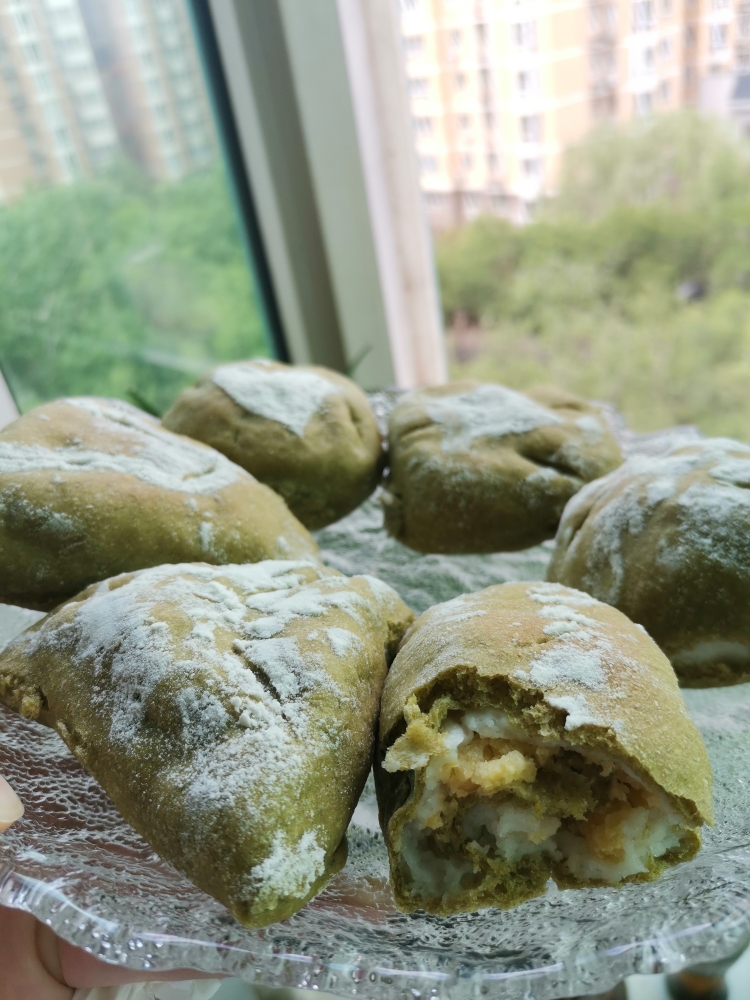 抹茶麻薯豌豆黄面包的做法 步骤2