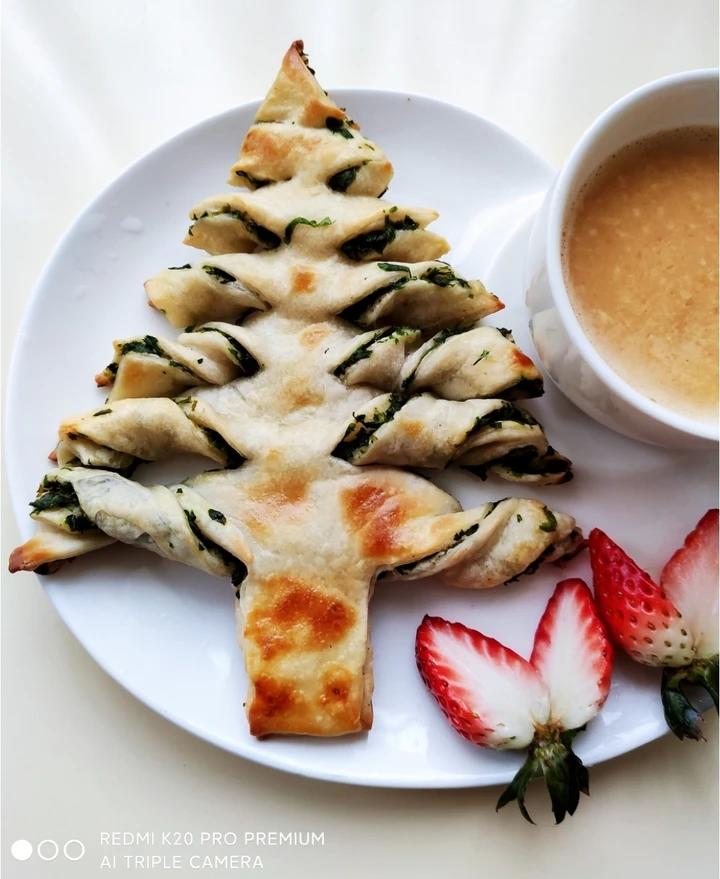 手抓饼菠菜圣诞树🎄酥到掉渣免揉简单快手