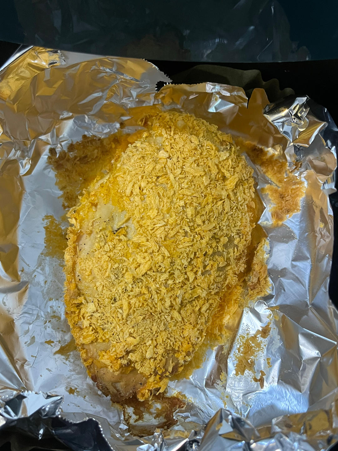 空气炸锅版爆浆鸡排，不加一滴油，金黄酥脆，芝香浓郁