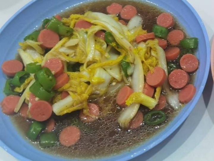 娃娃菜炒火腿肠家常菜