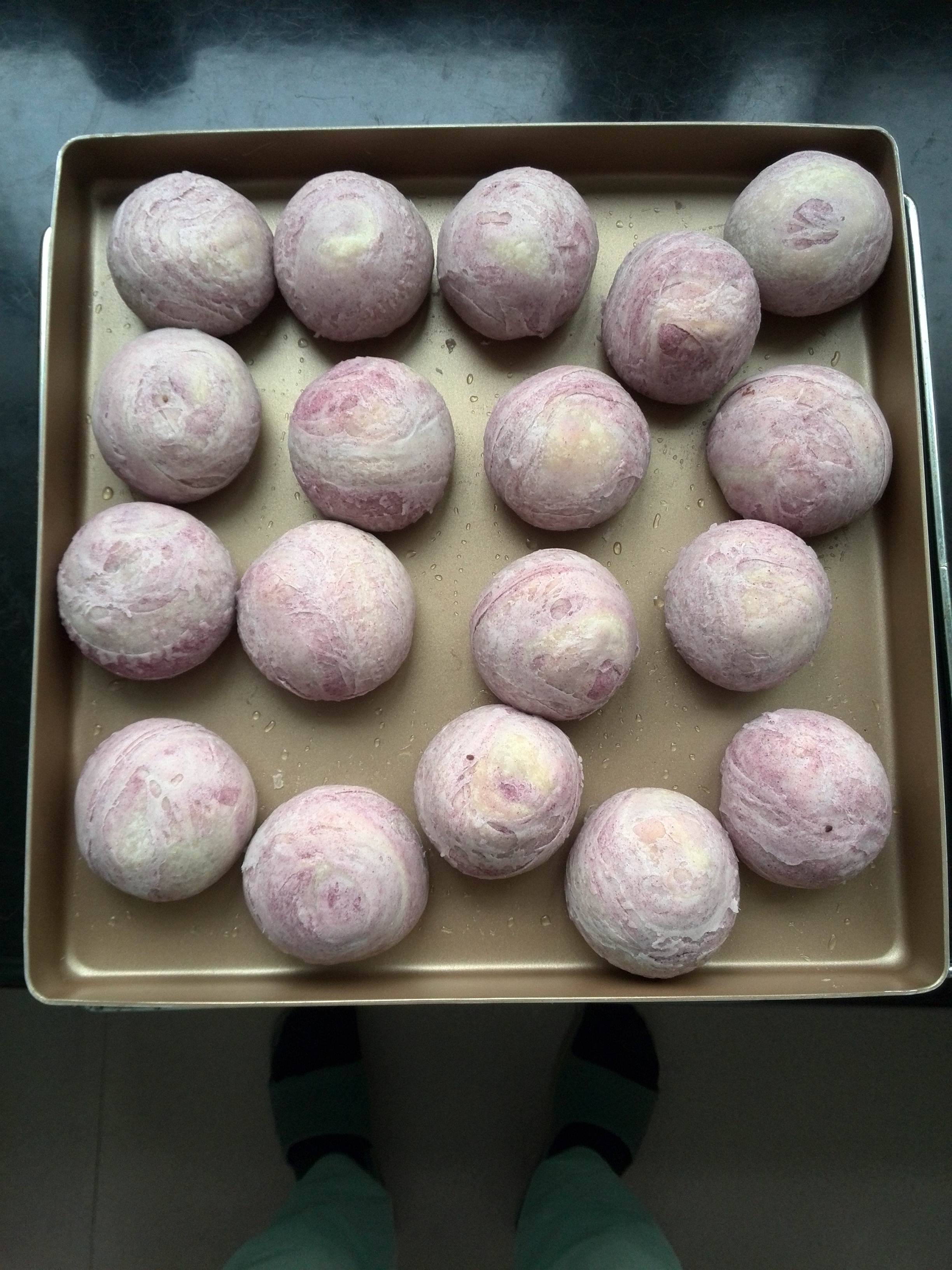 蛋黄酥~紫薯、抹茶、原味~花好月圆，中秋快乐~内附一次做六色蛋黄酥方法~