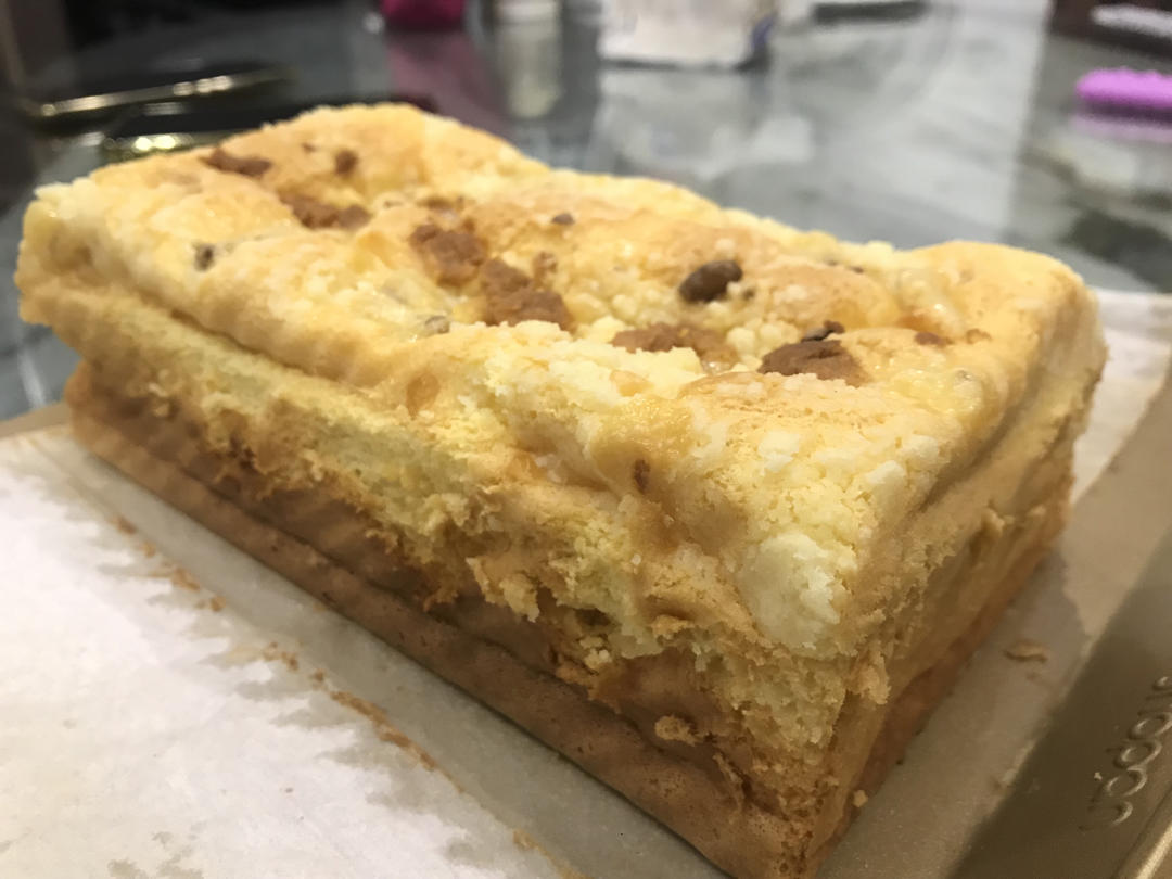 超超超柔软的咸蛋黄芝士古早蛋糕!